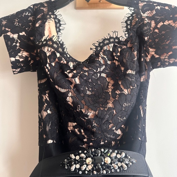 Eliza J Elegant Black Lace Jumpsuit - Picture 4 of 6